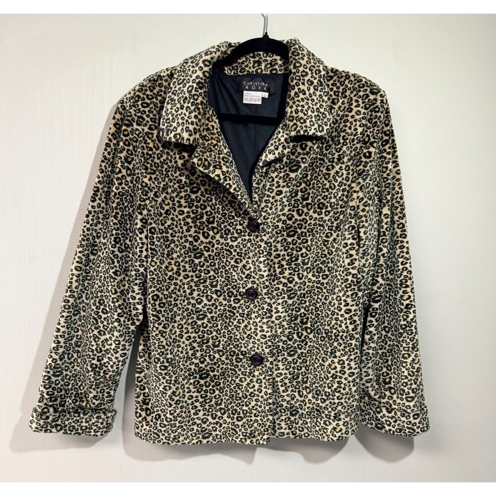 Vintage Christina Hope Leopard Print Blazer Womens Large Animal Print Jacket